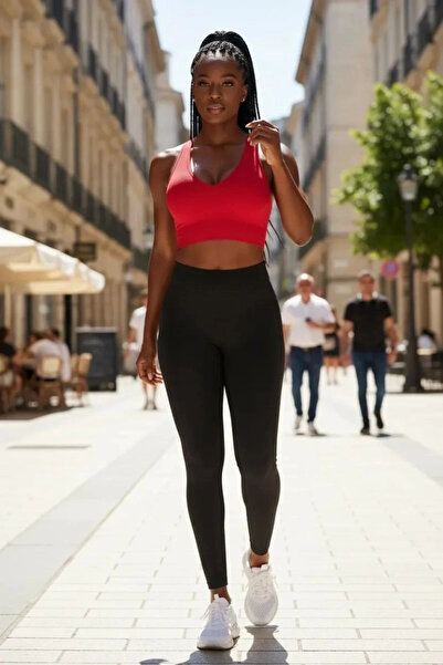 mtm My The Mall Clothing Women's Red Modern Fit Deep Chest Low-Cut Stylish Cr...