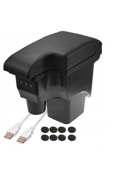 NO BRAND Cotieră dedicată neagră cu porturi USB pentru FORD FOCUS 2004-2011 MK2