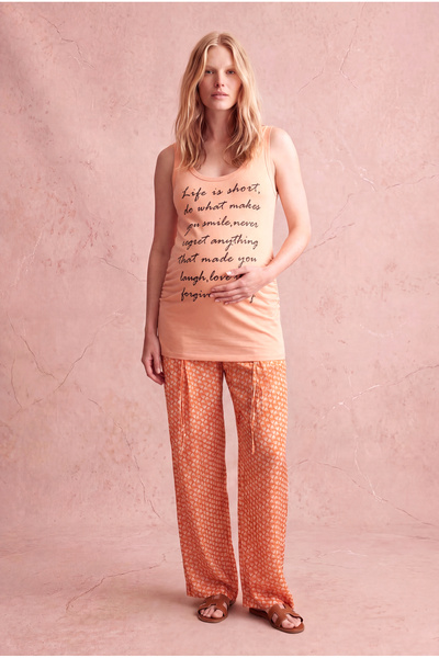 WESTMARK LONDON Maternity Orange Cotton Crew Neck Sleeveless Printed Undershi...