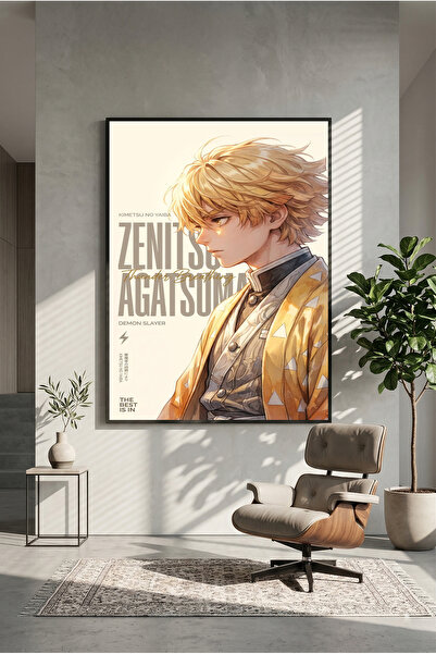 postercraft Poster de artă Demon Slayer Zenitsu Agatsuma, pictat pe lemn (făr...