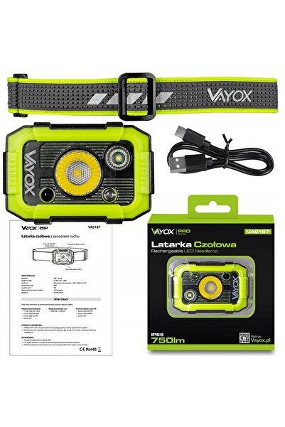 Vayox Lanterna frontală reîncărcabilă 750lm CREE SMD Hammer VA0187 IP66 94g