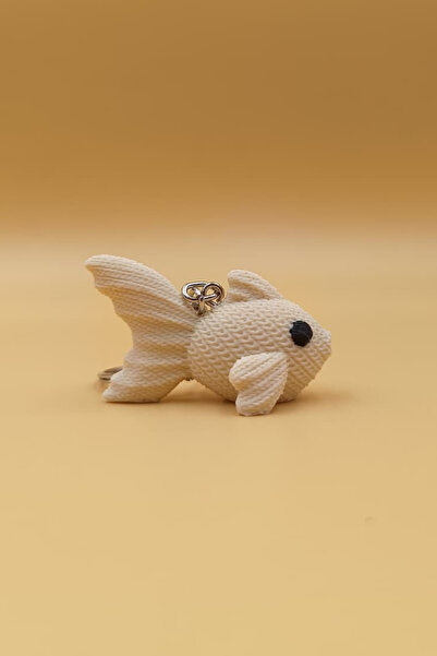 Rodopiva Cute Goldfish Keychain with Knitted Pattern (Plastic)