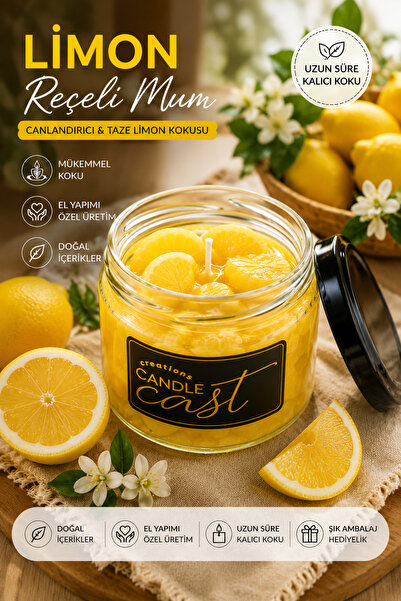 CandleCastCreation Yoğun Limon Kokulu Limon Reçeli Jel Mum