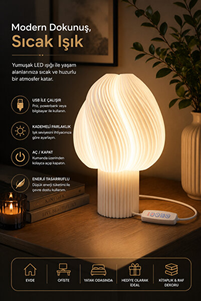 BB Craft Modern Decorative USB Led Table Lamp-Lampshade – Adjustable Light In...