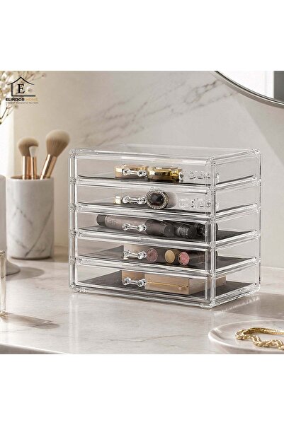 Elindor ®   Organizator pentru bijuterii cu 5 niveluri, 5 sertare suprapunibi...