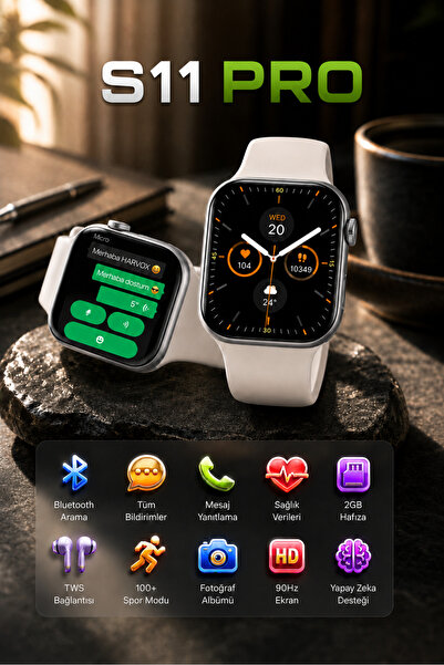 SEYUWATCH Watch S11 Pro Akıllı Saat Iphone Ve Android Tüm Telefonlara Uyumlu ...