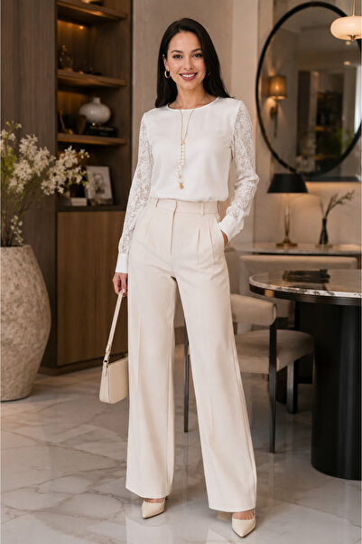 get crazy collection Women's Stylish Blouse with Gepure Sleeves and Detailled...