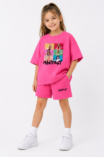 fasardi Manifest Girls M6Nifestgirls Printed Oversize 100% Cotton T-Shirt Sho...