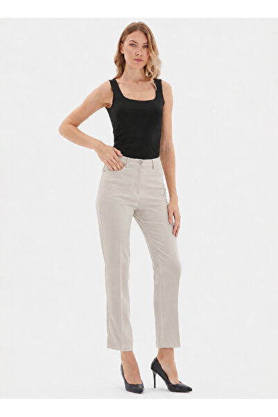 Selen Ekru Kadın Boru Paça Denim Pantolon 26YSL5626