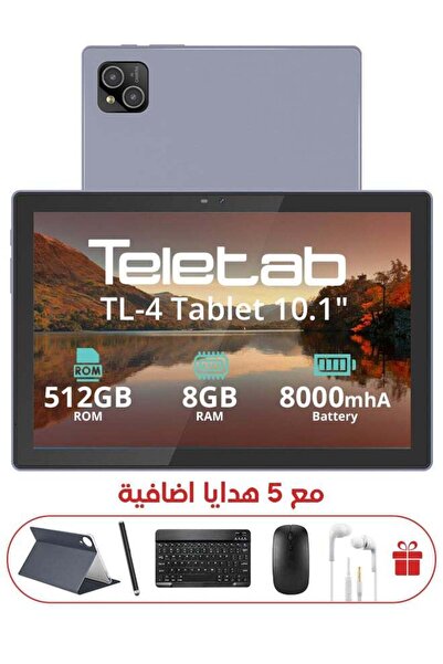 TELETAB Tl-4 10.1" 8Gb Ram 512Gb Rom Dual 4g Sim Silver with Grey Leather Cas...