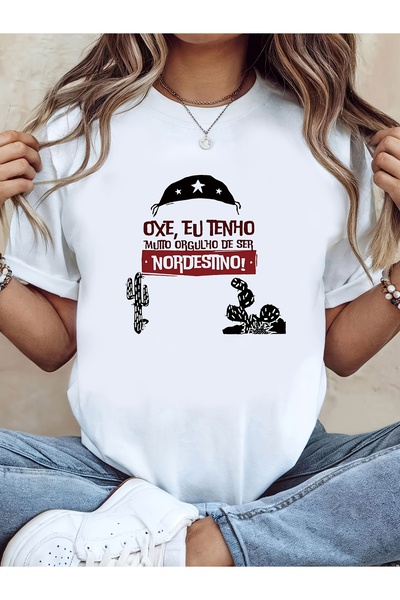Ekim11 تي شيرت برتغالي مطبوع عليه عبارة "I'm Proud to Be a Nordestino"، قميص ...