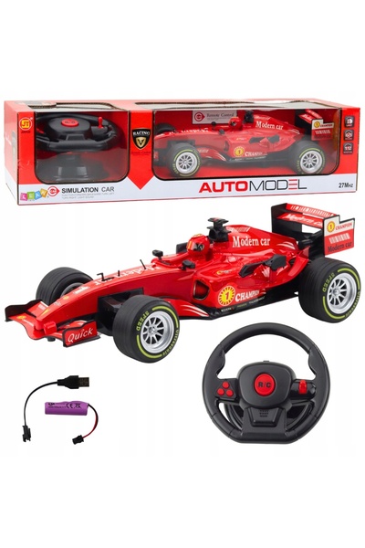 LeanToys Mașină de curse RC 1:12 roșie cu telecomandă tip volan, lumini și su...