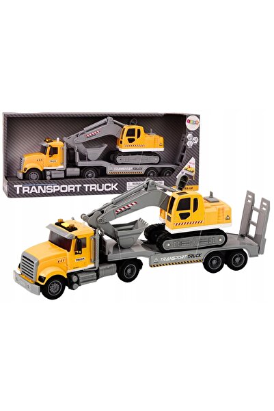 LeanToys Camion Lora Excavator pe șenile cu lumini și sunete, cu propulsie, g...
