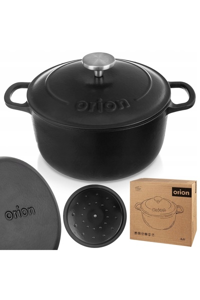 Orionis Oală din fontă emailată 5,2 L LITINA 26 cm, culoare granat, pentru in...