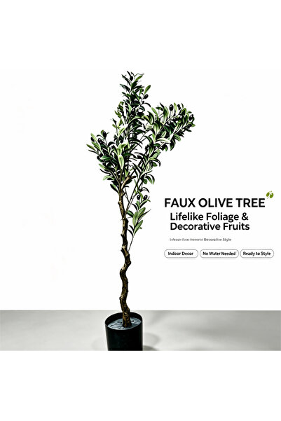 YuTai Lifelike Tall Potted Fake Olive Tree, Floor Standing Greenery for Bedro...