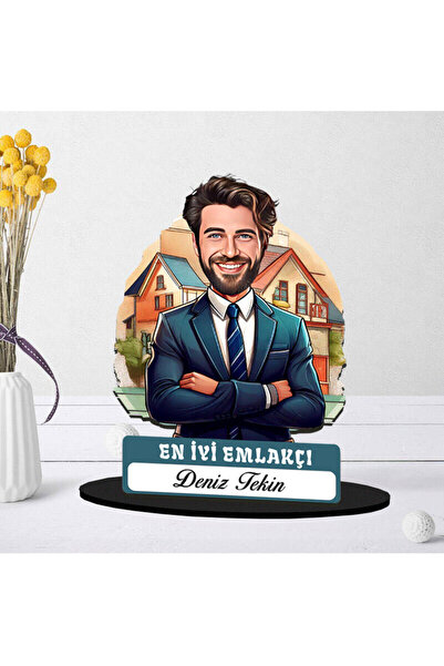 hediyemen Kişiye Özel Erkek Emlakçıya Hediye Karikatürlü Biblo