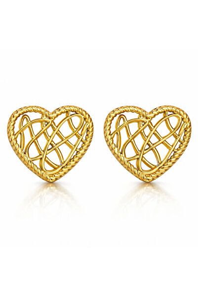 OEM Cercei Braided Heart aurii, din oțel inoxidabil, placați cu aur 18K