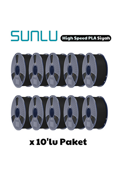 Sunlu High Speed PLA Filament Siyah 1.75mm 1kg (10 Adet)