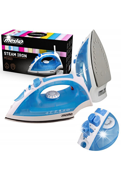 MESKO Fier de călcat cu aburi 2200W Talpă din oțel Reglare temperatură Cablu ...