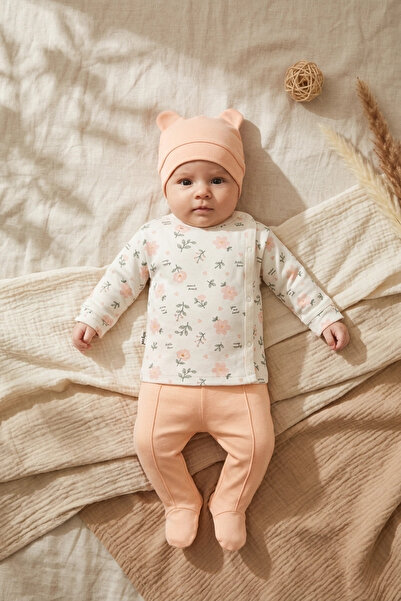 DYZSTAR Mila Blossom 100% Cotton Floral Patterned 3-Piece Baby Set - Double-B...