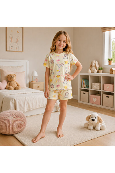 elmas kids Girl's 95% Cotton Lycra Summer Shorts Pajama Set