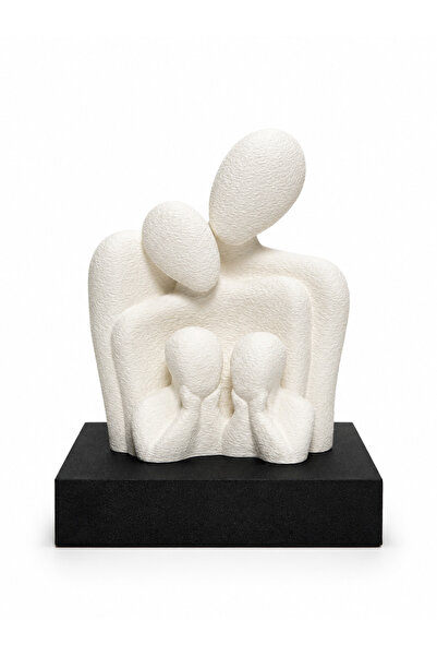 3dlink Statuetă Decorativă Familie cu Doi Copii – Sculptură Abstractă Albă pe...