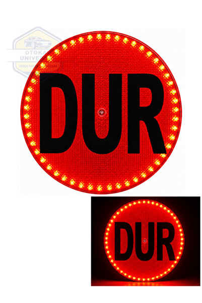 KAPOTO Led Işıklı Servis Dur Levhası 30 Cm Okul Servis Aracı Dur Tabelası Kır...