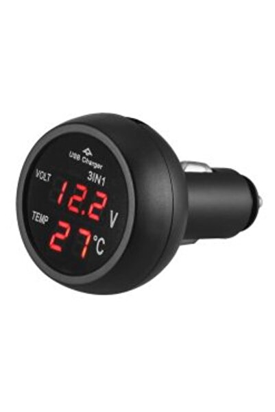 OEM Ψηφιακό Βολτόμετρο και Θερμόμετρο Αυτοκινήτου με Θύρα USB 2.1A 12/24V VST...