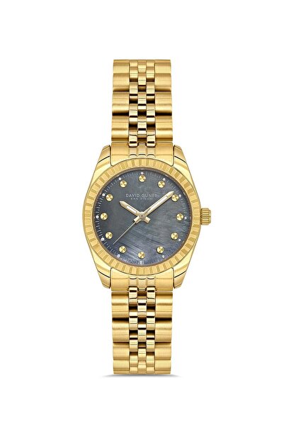 DAVID GUNER Women's Wristwatch Grey Dial Yellow Plated Dg-9061La-B19