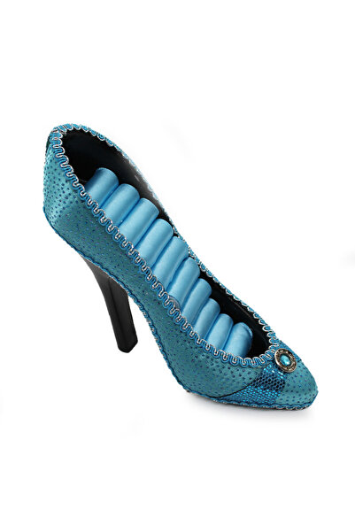 velve Suport Jewel Shoe, pentru bijuterii, sub forma de pantof, 14 cm, Albastru