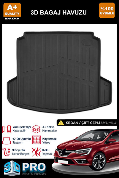 Nova Krom Renault Megane 4 Sedan 3D Pro Bagaj Havuzu Sağ Kulaklı 2016 Üzeri