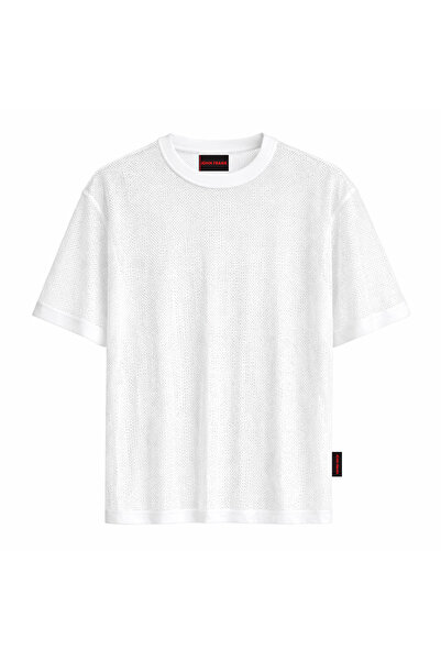 John Frank RED LINE TULLE T-SHIRT BEYAZ