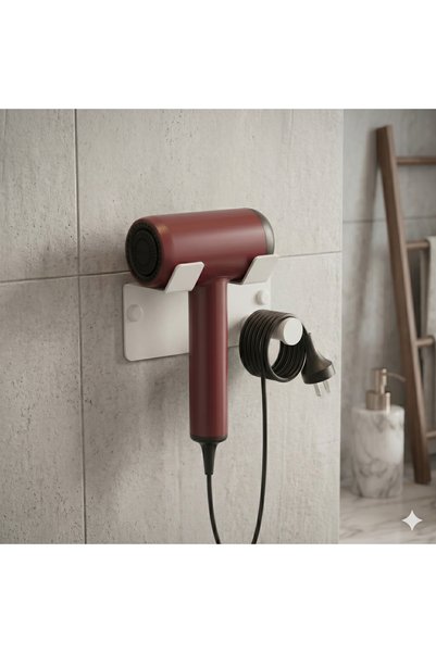 Bumech Stainless White Paint Blow Dryer Hanger Hair Dryer Holder Adhesive & Screw Mounting Option