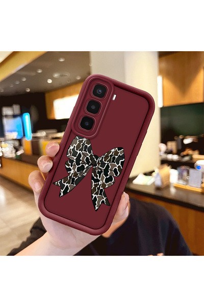Hontinga Tecno Spark 40 Pro Plus Uyumlu kılıf kamera koruyucu Bordo Silikon C...