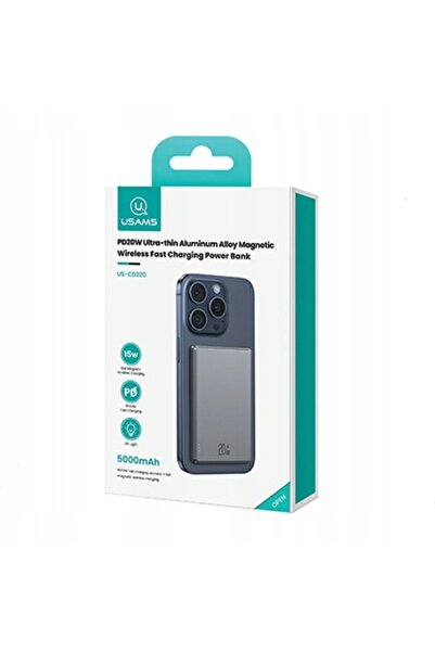 Usams Powerbank inducțional US-CD220 Încărcare Rapidă 20W 5000mAh Gri închis