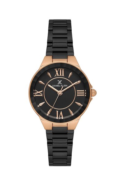 Daniel Klein 30 mm Women's Wristwatch with Rose Cord Black Color Gift Packaging