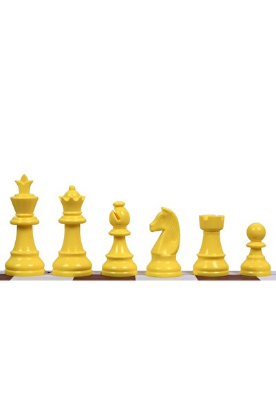 Sunrise Chess & Games Yellow Plastic Chess Pieces 3.75"(95mm) for TR03G