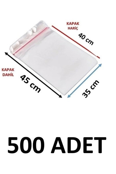 MTKardeşler 500 Pieces 35 X 40+5 cm Adhesive Transparent Glossy Opp Bags Dowr...