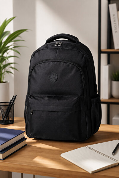 Catwins Rucsac școlar negru unisex cu compartiment pentru laptop pentru școal...