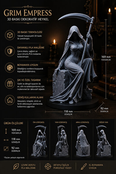 Genel Markalar 3D Baskı Grim Empress Dekoratif Heykel 17 cm | Gotik Masaüstü ...