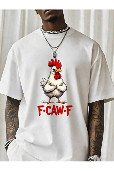 NOURAM Caw F Chicken Graphic T Shirt Men Black Casual Streetwear Funny Rooste...