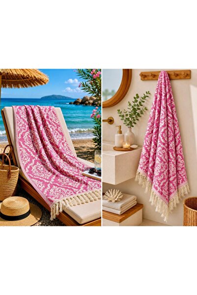 Missi Aegean Breeze Saray Jacquard Double-Faced Peshtemal - Pink - 100% Cotto...