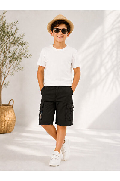 ROBINHAN Robi̇n 32507-26 Boys' Cargo Shorts with Pocket Detail, Cotton, Comfo...