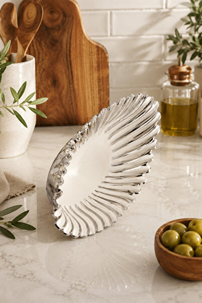 ACAR Alba Silver Porcelain Presentation Plate - 42.5*22*8 cm