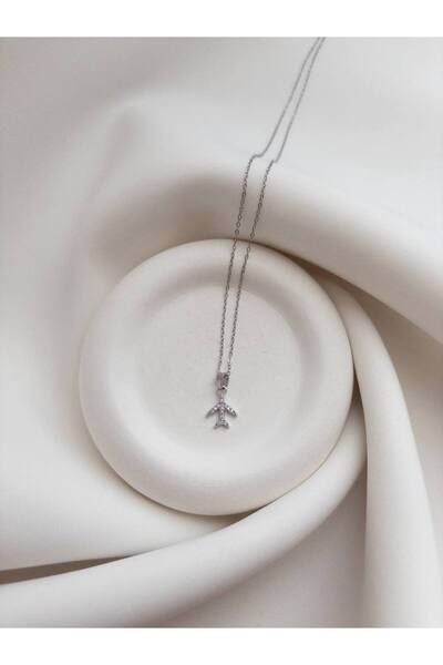 Minne Jewelry-Accessory قلادة على شكل طائرة - قلادة مرصعة بحجر الزركون - قلادة بسيطة - قلادة من الفولاذ