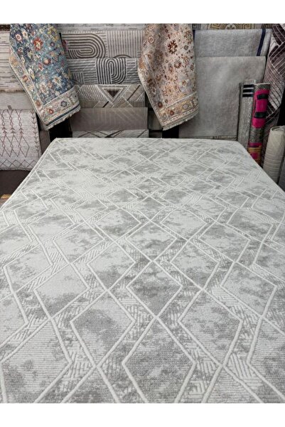 160x230 (4 m2) Gri/Beyaz Salon Halı