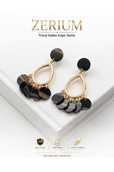 ZERİUM Hanging Steel Women's Earrings Colorful Acrylic Sequin Chandelier Mode...