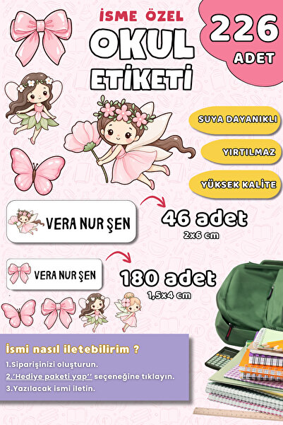 Hume Craft 226 Adet Kişiye Özel Okul Etiketi Kalem Defter Etiketi Özel Isim Y...