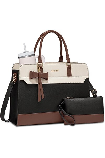 LOVEVOOK Laptop Tote Bag for Women,Leather Work Bag, Waterproof Business Teac...