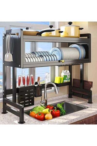 DubaiGallery Dish Cabinet Rack Over The Sink Drainer With Cover Plate Drying ...